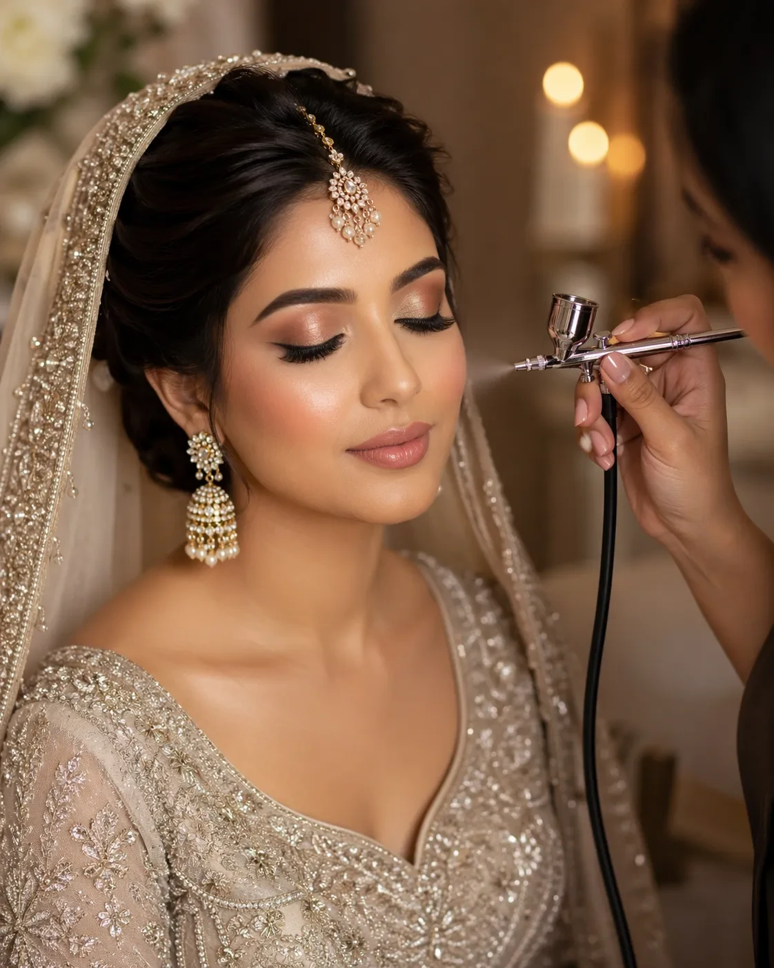 Bridal airbrush makeup finish