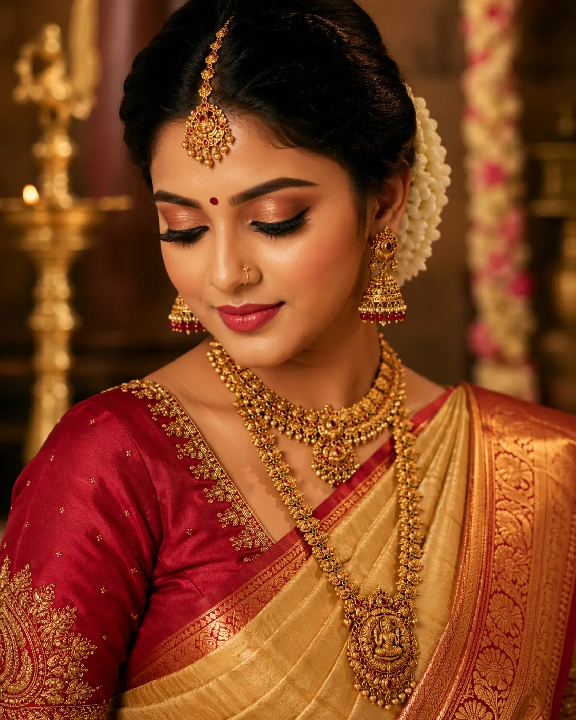 Traditional Tamil bridal makeup